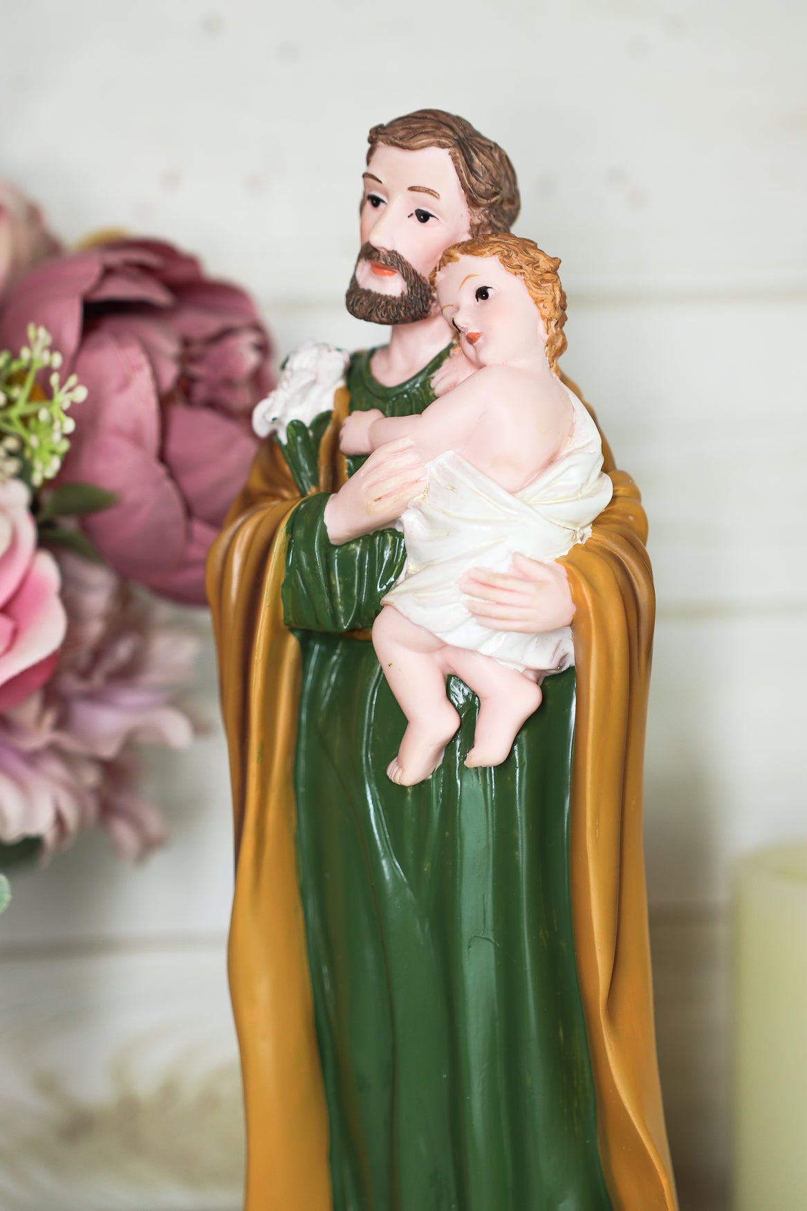 Ebros Catholic Divinity Saint Joseph Carrying Baby Jesus Figurine 12" Tall Sculpture