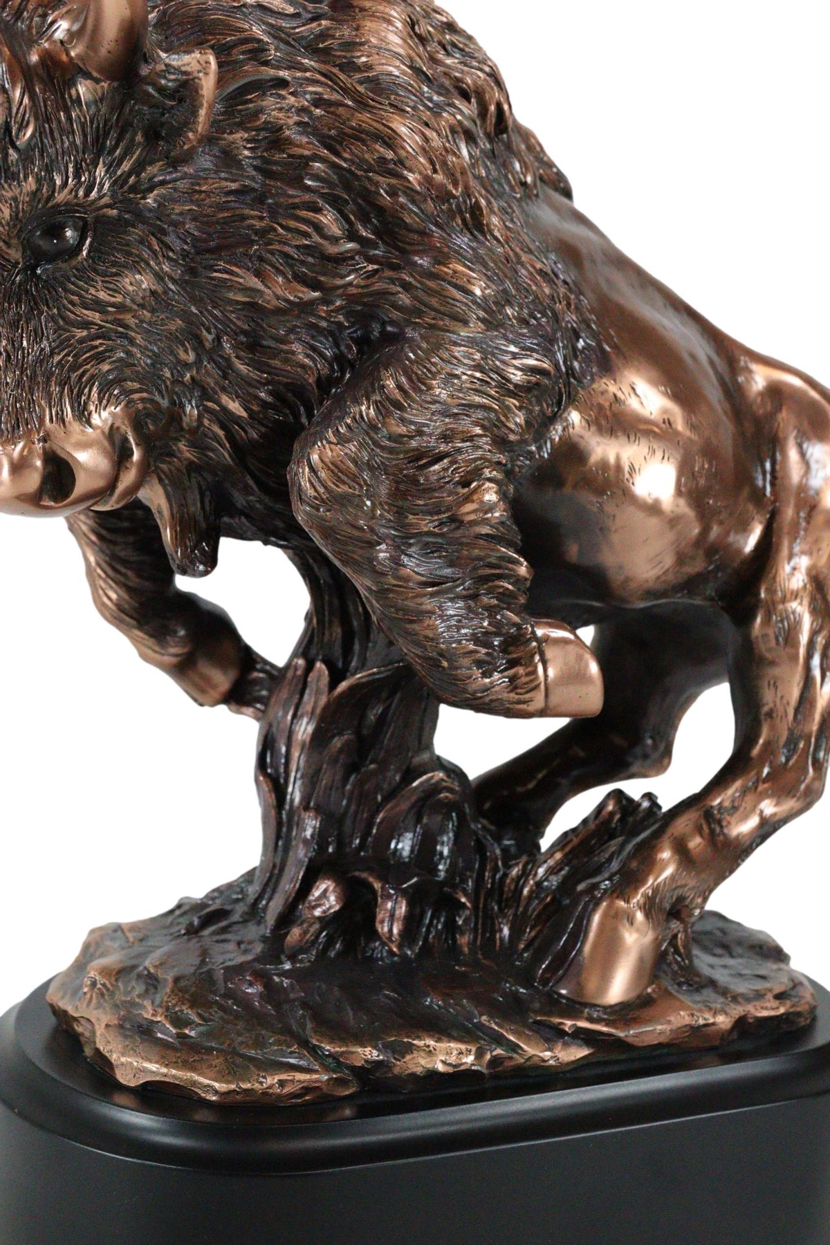 Ebros Western Large Angry Charging Bison Statue in Bronze Electroplated Finish - Ebros Gift