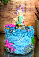 Beautiful Mermaid Mergirl Sitting On Rock By Corals Mini Decorative Box Figurine