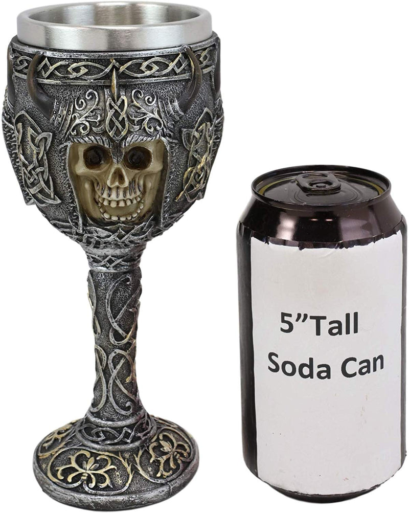 Ebros Gothic Viking Grinning Skull Wine Goblet With Celtic Knotwork 7.5"H