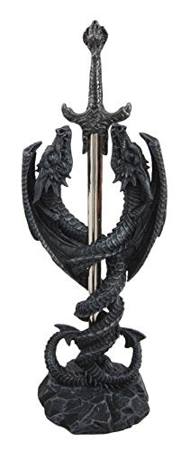 Ebros Gift Dual Spiralling Serpent Dragon Holding Excalibur Sword Letter Opener Figurine