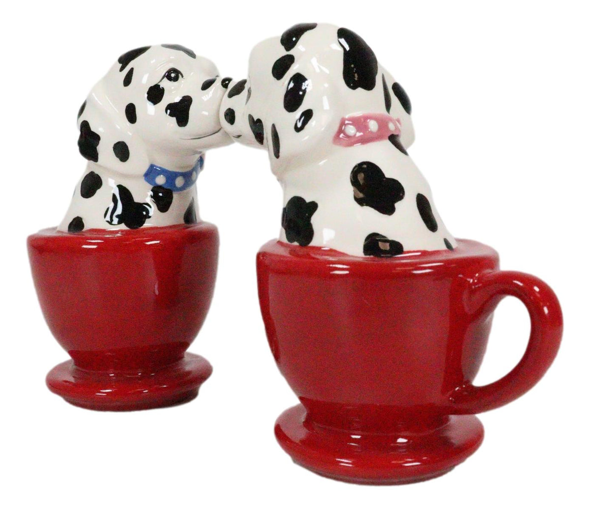 Kissing Dalmatian Dogs in Tea Cup 3.5'' Tall Magnetic Salt and Pepper Shakers