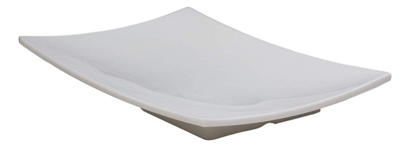 8.25"W White Melamine Curved Rectangular Sushi Serving Plates Platters Set Of 6