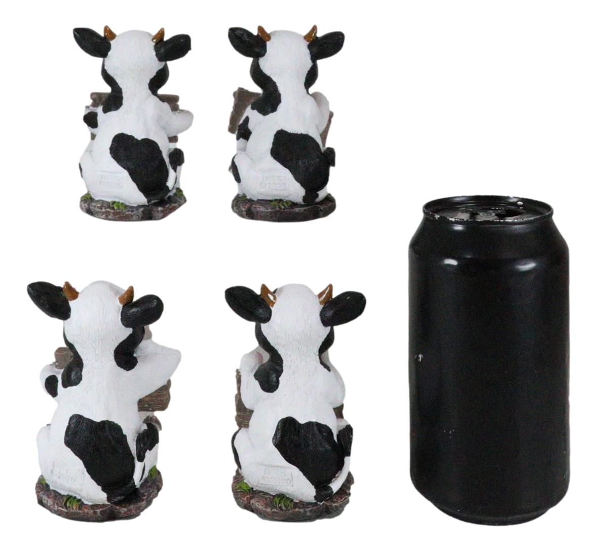 Ebros Farm Bovine Cow Sisters Figurine Set of Three 3.75"H Holding Funny Signs