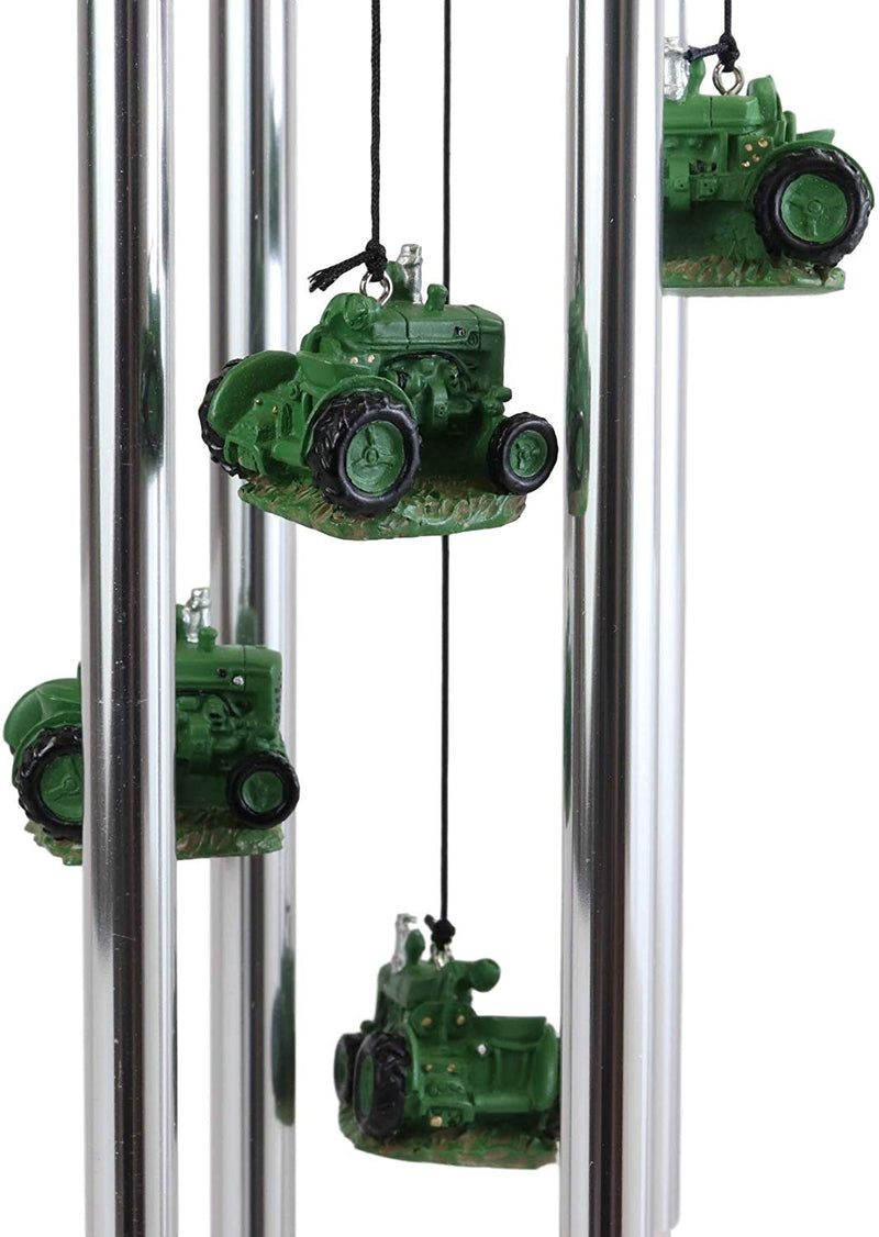 Ebros Old Fashioned Vintage Country Farm Green Tractor Model Wind Chime Garden