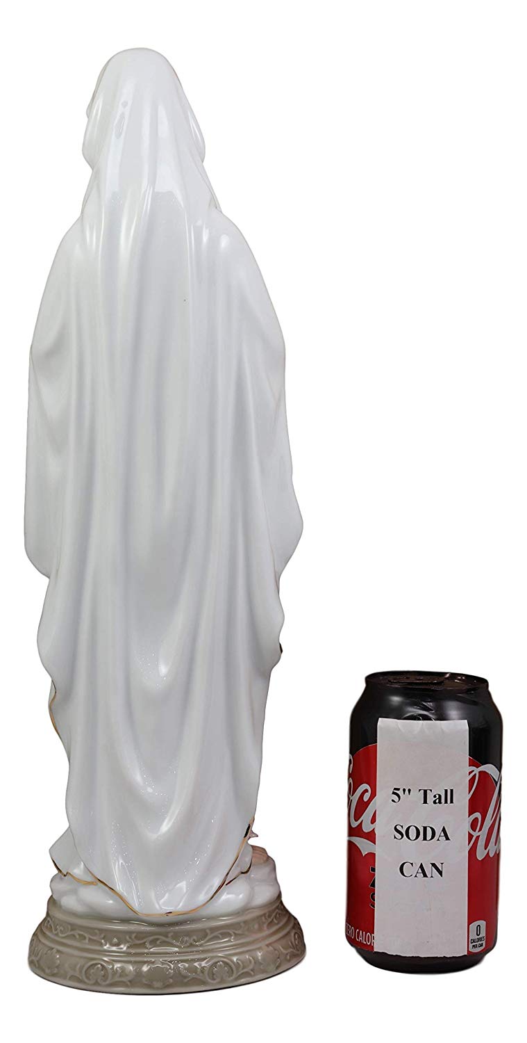 Ebros Gift Our Lady of Lourdes Roman Catholic Blessed Virgin Mary Fine Porcelain Statue 16" Tall Home Altar Decor Sculpture The Marian Apparitions Christian Decorative Earthenware