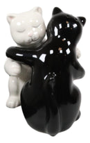 Ebros Colorful Ceramic Black White Cats Couple Hugging Dancing Salt Pepper Shakers Set