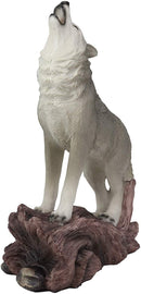 Large Cries Of The Night Howling Alpha Gray Wolf Statue 12"H Spirit Wolves Decor