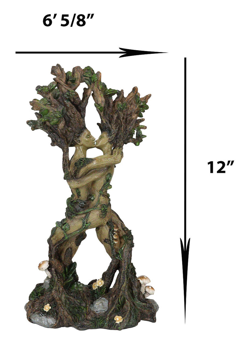 Dance Of Spring Greenman And Tree Woman Couple Gaia Dryad Ent Kissing Figurine
