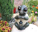 Ebros Gift Adorable Baby Turtle Tortoise Holding Solar Lantern Garden Path Lighter Statue