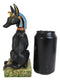 Egyptian God Of The Dead Anubis With Uraeus Crown Standing On Mummy Skull Statue