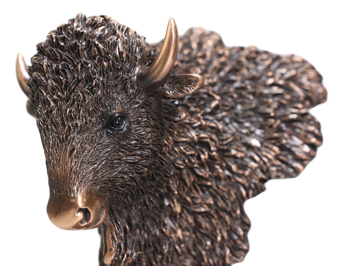 Ebros Rustic Southwestern American Bison Bust Electroplated Bronze Finish Statue - Ebros Gift