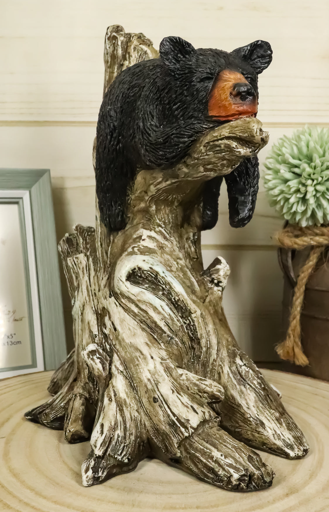 Ebros Lazy Days Of Summer Black Bear Sleeping On Tree Branch Statue Wildlife Forest Rustic Cabin Decor Bear Figurine