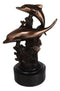 Gay Dolphins Swimming By Ocean Coral Reef Electroplated Bronze Resin Figurine