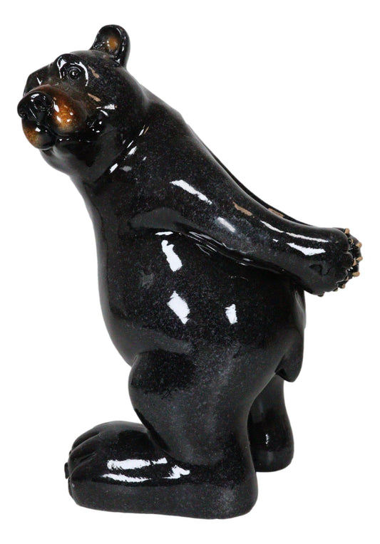Rustic Western Mountain Black Bear Piggybacking Wine Bottle Holder Figurine