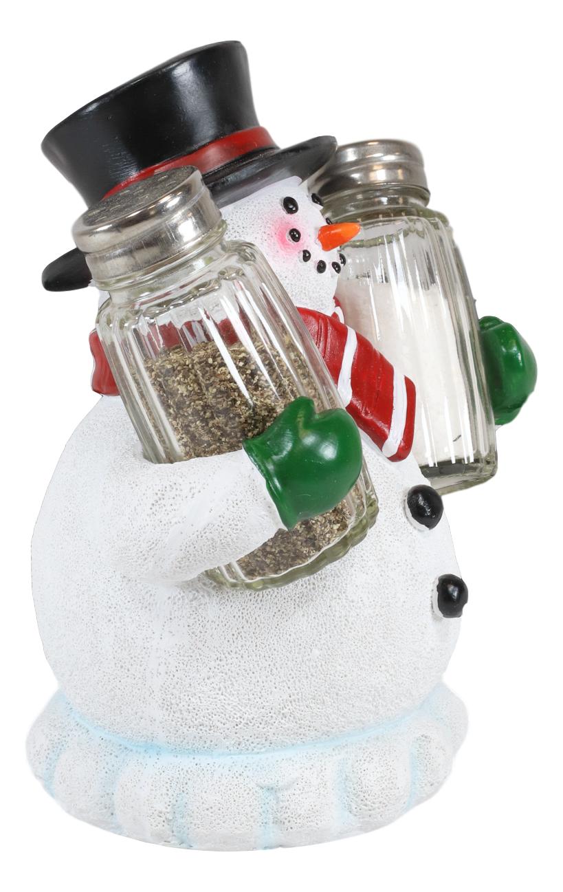 Ebros Gift Christmas Winter Snowman Decorative Glass Salt Pepper Shakers Holder Figurine