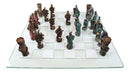 Ebros King Arthur Morgan Merlin Dragons Hand Painted Chess Pieces With Glass Board Set