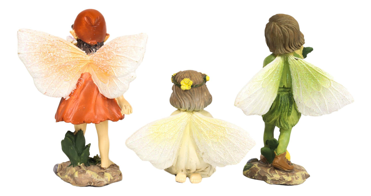 Colorful Gardening Sunflower Girl Fairies Set of 3 Fairy Garden Mini Figurines - Ebros Gift