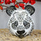 Ebros Black White Tattoo Tooled Floral Heart Panda Bear Head Day Of The Dead Figurine