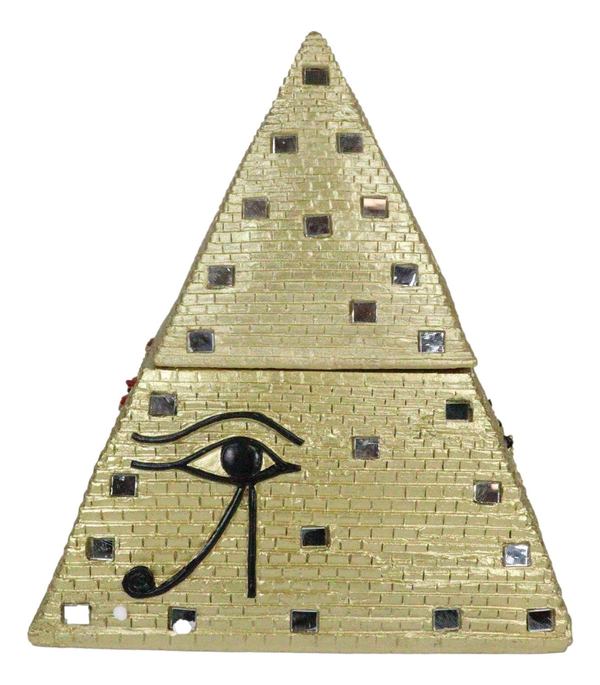Ebros Egyptian Mirror Pyramid Eye of Horus Hinged Jewelry Box Figurine Statue - Ebros Gift