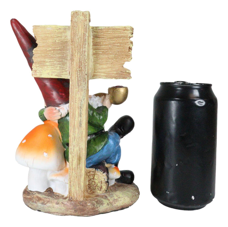 Mr Gnome Grandpa Smoking Pipe By Toadstool Mushrooms And Free Weeds Sign Statue