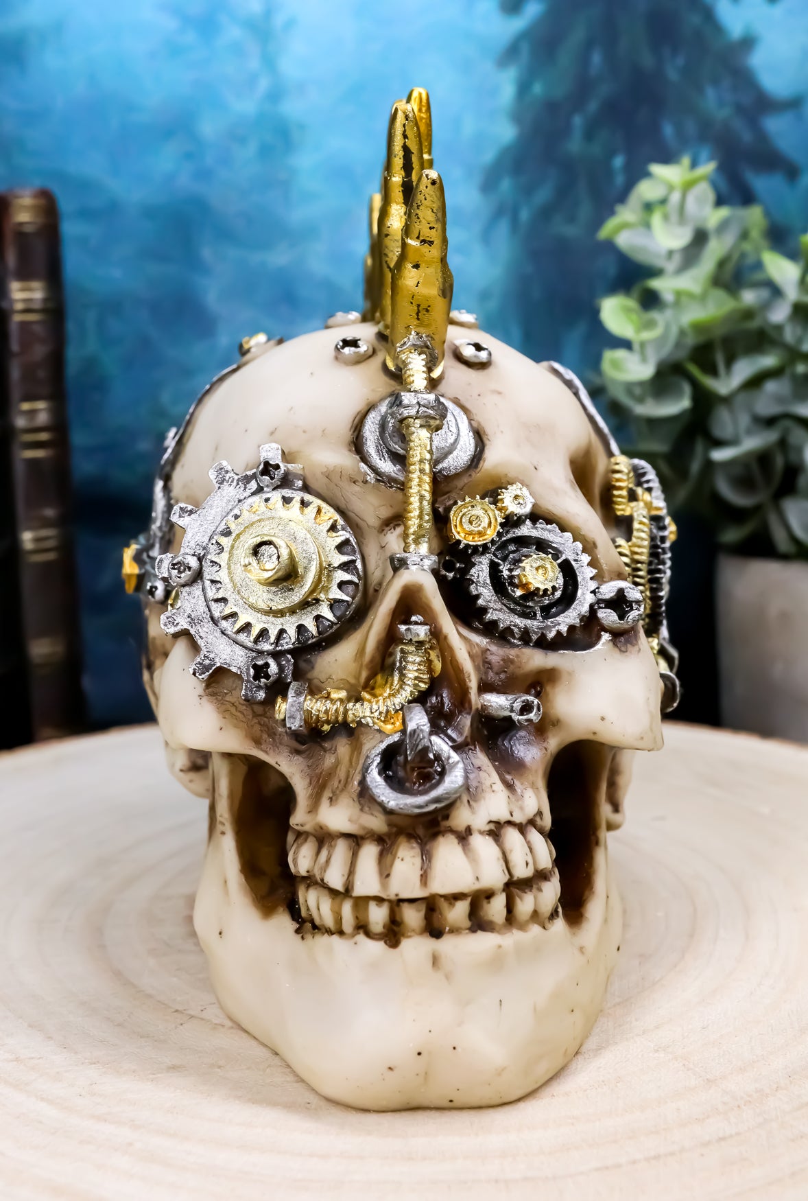 Steampunk Cyborg Punk Rock Aristocrat With Bullet Spikes Hair Figurine 6.75"L