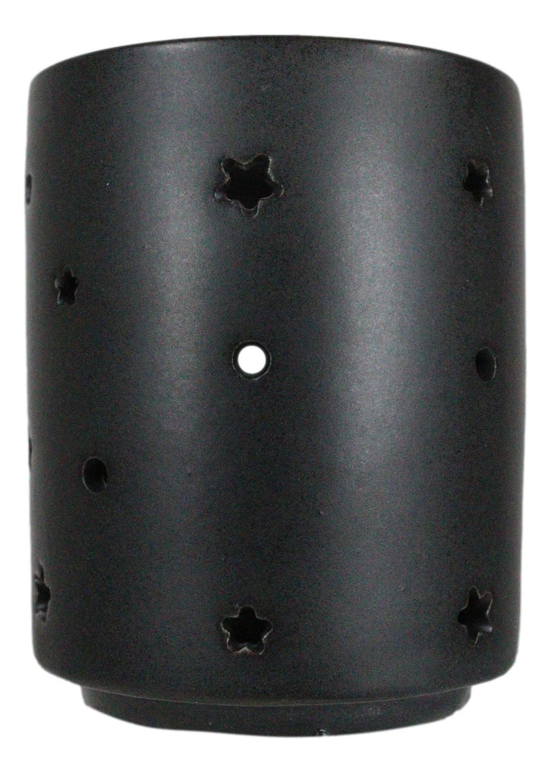 Pack Of 2 Wicca Triple Moon Goddess Black Ceramic Tea Light Votive Candle Holder
