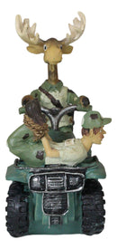 Rustic Western Elk Moose With Captured Man Hunter Driving ATV Car Figurine