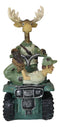 Rustic Western Elk Moose With Captured Man Hunter Driving ATV Car Figurine