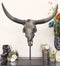 30"H Large Rustic Western Longhorn Bull Steer Skull Desktop Plaque W/ Pole Base