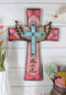 Rustic Western Cowgirl Pink And Turquoise Angel Wings Bless This Home Wall Cross