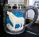 Celtic Howling Direwolf White Wolf At Starry Night Mountains Coffee Mug 14oz