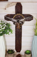 Rustic Western Cowboy Six Shooter Pistols Shotgun Bullet Shells Wall Cross Decor