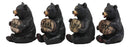 Ebros Set of 4 Inspirational Bears Statues Whimsical Cute Black Bear Holding Love Believe Faith and Hope Sign Plaque Small Figurines Western Decor Rustic Nature Lovers