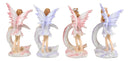 Ebros Set of 4 Colorful Pink and Purple Enchanted Crescent Moon Fairy Mini Figurines