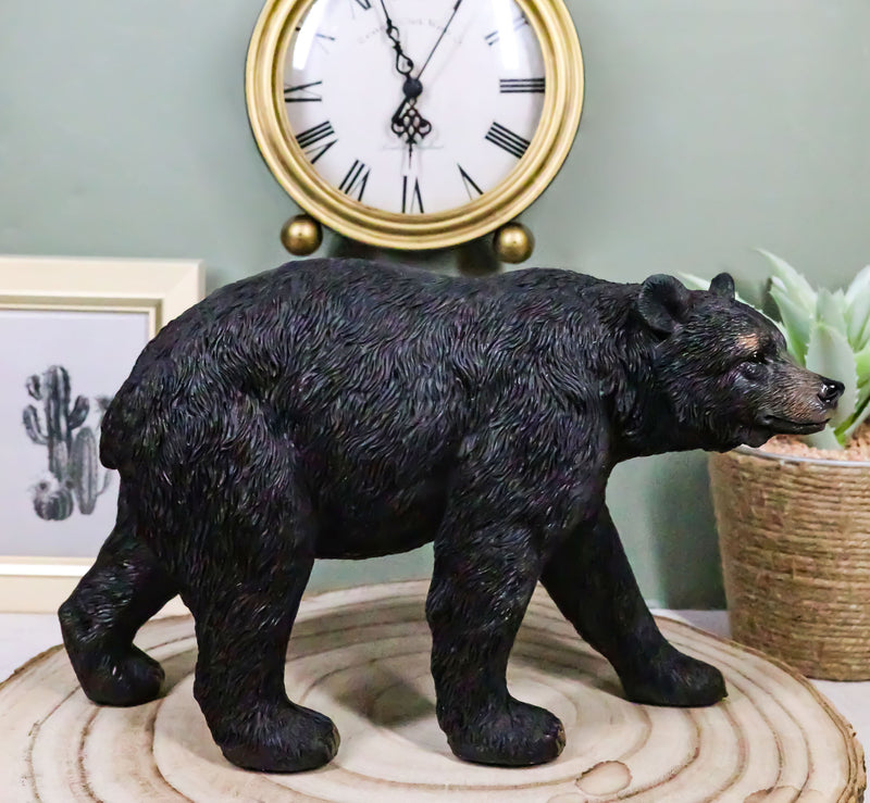 Rustic Western Cabin Lodge Realistic Black Bear Roaming The Woods Figurine 10"