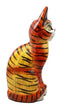 Balinese Wood Handicrafts Adorable Orange Tabby Feline Cat Purr Pet Figurine 8"H