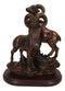 Rustic Country Bighorn Sheep Ram Family On Rock Faux Mahogany Wood Figurine