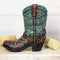 Ebros Set of 2 Western Cowboy Turquoise Boots Make Up Tools Pencil Pen Holder Figurine