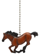 Ceiling Fan Metal Pull Chain With Brown Equestrian Galloping Horse Handle Knob