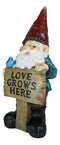 Whimsical Festive Garden Mr Gnome And Bluebird With Love Grows Here Sign Statue