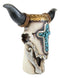 Western Rustic Cow Skull With Turquoise Rocks Cross And Ropes Vase Planter Decor