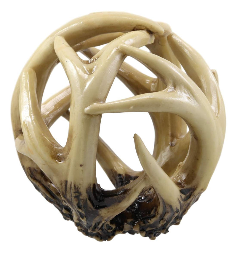 Ebros Gift Wildlife Rustic Buck Elk Deer Stag Entwined Antlers Orb Potpourri Decorative Ball Home Accent Sphere Figurine Paper Weight Mantelpiece Shelves Table Cabin Lodge Decor (1)