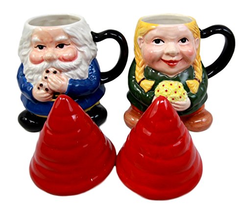 Ebros Mr & Mrs Gnome Couple Ceramic Mug Coffee Cup Set Home Kitchen Figurine