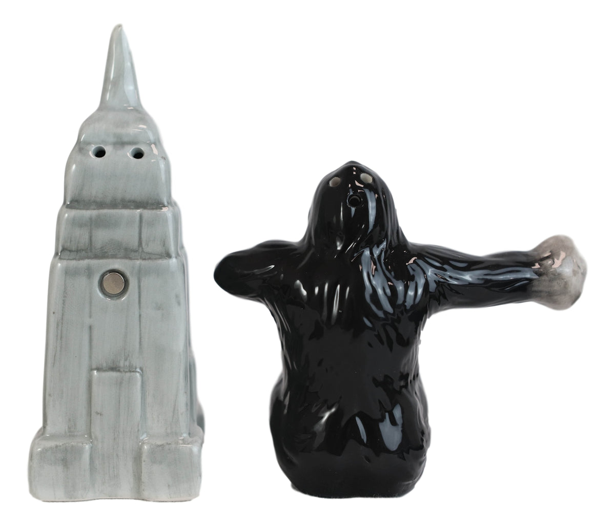 Ceramic King Kong And Empire State Building Salt And Pepper Shakers Figurine Set - Ebros Gift