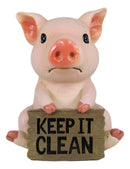 Ebros Pink Piglet Pig With Keep It Clean Sign Decorative Toilet Seat Topper Figurine