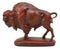 Ebros Faux Wood Grazing American Bison Figurine 6"Long Wildlife Animal Buffalo Decor