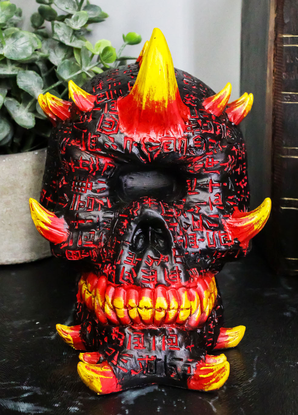 Ebros Hell Inferno Fire Cyclops Skull Statue Greek One Eyed Demon with Horns Figurine - Ebros Gift