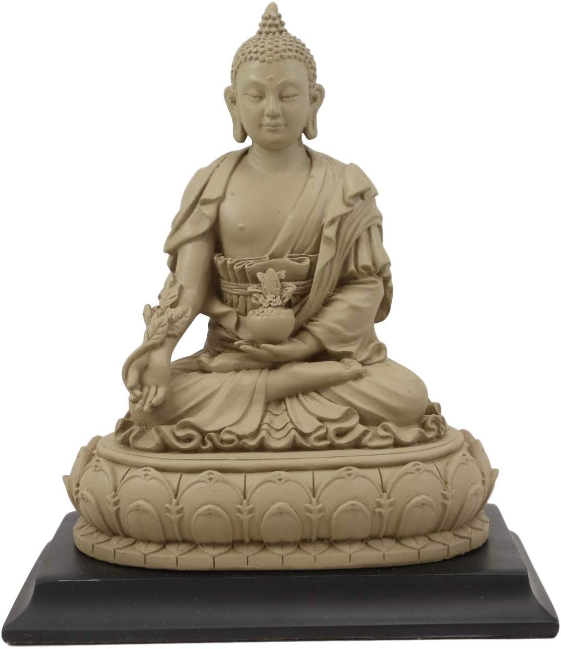 Ebros Akshobhya Bhaiṣajyaguru Medicine Buddha Figurine in Ivory Clay Finish 6.5"