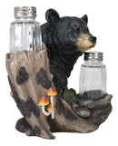 Ebros Black Bear In the Woods Salt And Pepper Shakers Holder Set 6.25"Tall